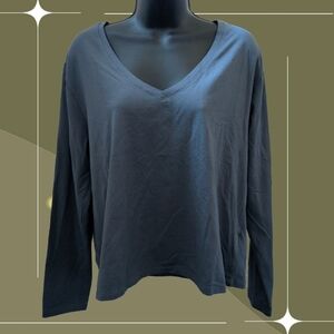 ✨ Blue Athleta V-neck Long Sleeve Shirt Size L